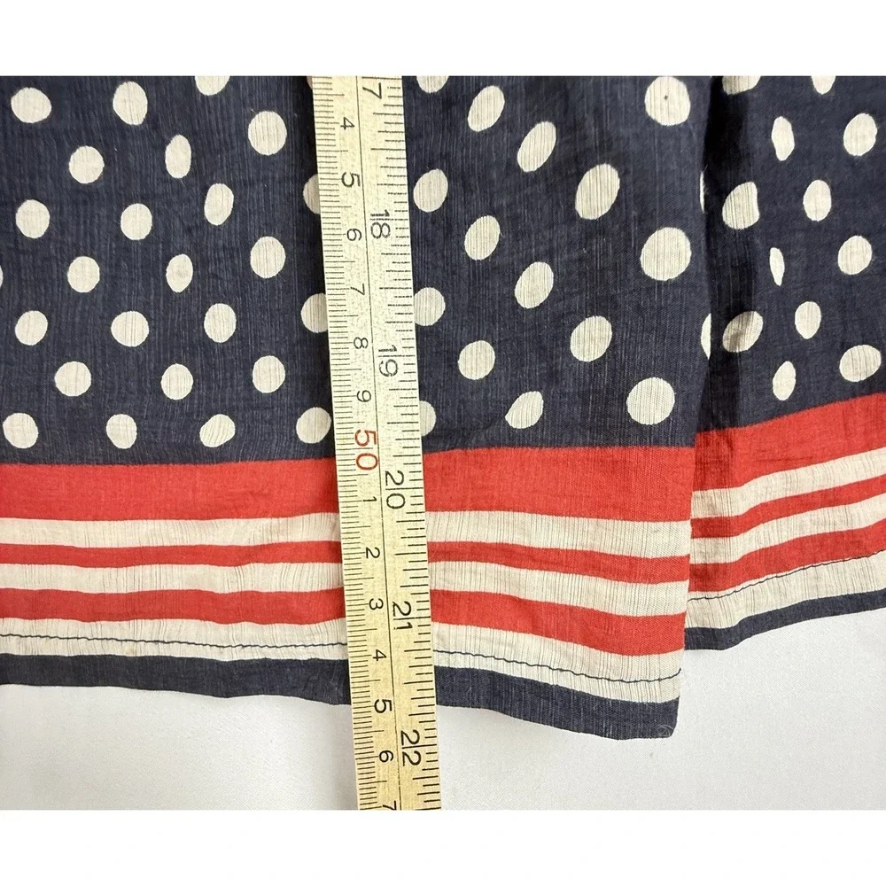 Vintage 80s Polka‎ Dot Skirt Nautical Red Stripe Hem Retro M